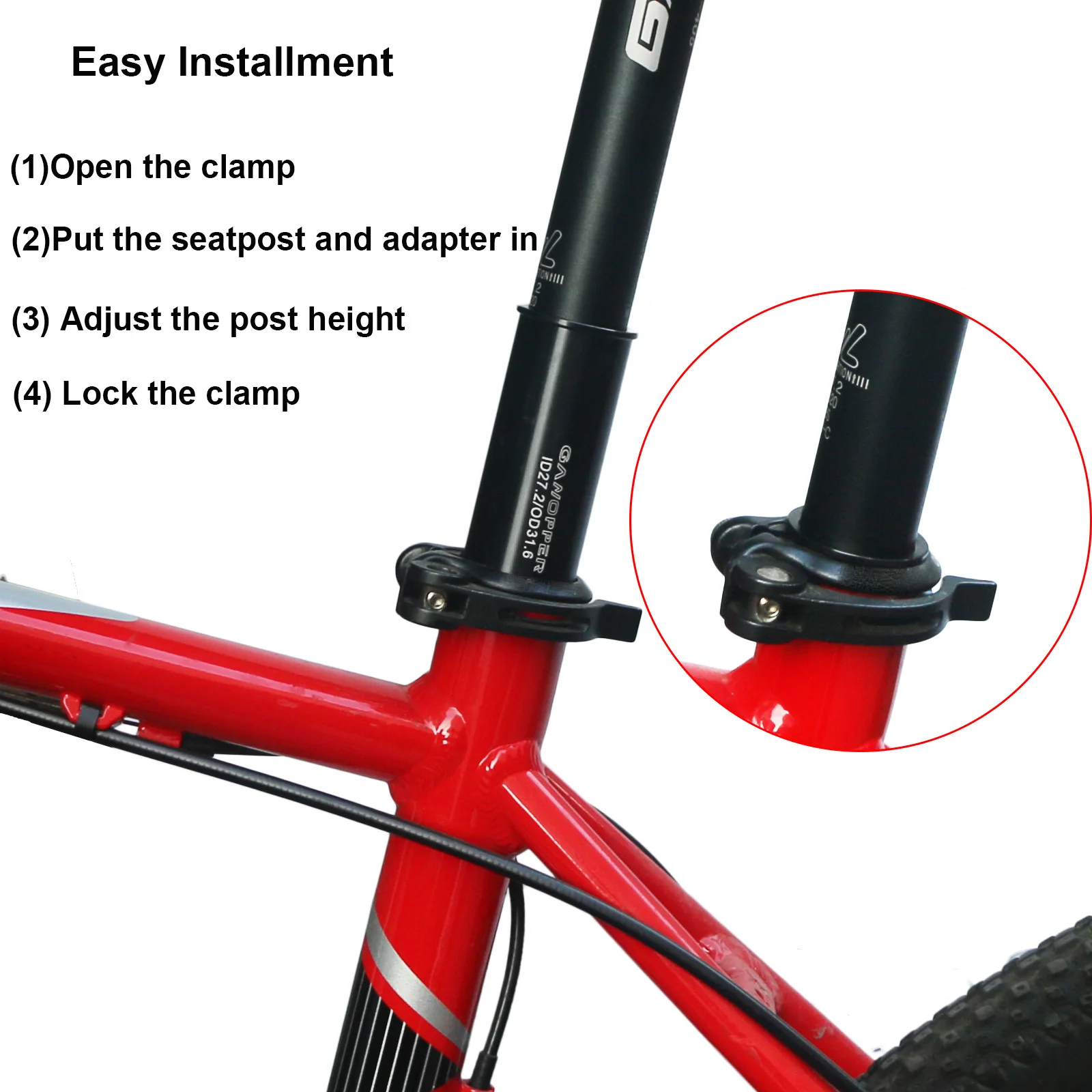 Universal Bicycle Seatpost Shim Adapter - Size-Adjustable Bushing Tube Reducer