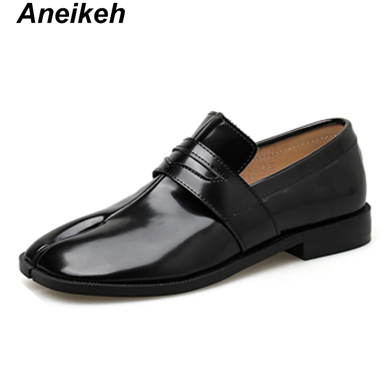Aneikeh/ г. Весенне-осенние модные новые женские туфли-оксфорды из PU искусственной кожи на плоской подошве, с круглым носком, без шнуровки, офисная обувь для танцев, повседневная обувь, размер 39