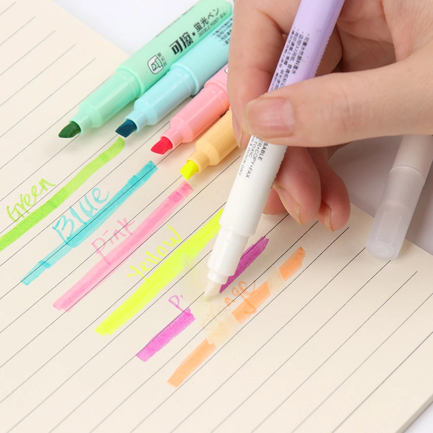 6PCS/Set Double Head Erasable Pen Markers Fluorescent Pen Highlighters Drawing Art Supplies|Highlighters| - AliExpress