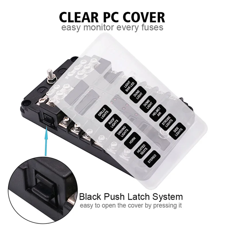 12 V/24 V 12 WAY BLADE предохранитель коробка держатель морской предохранитель с крышкой шины бар комплект
