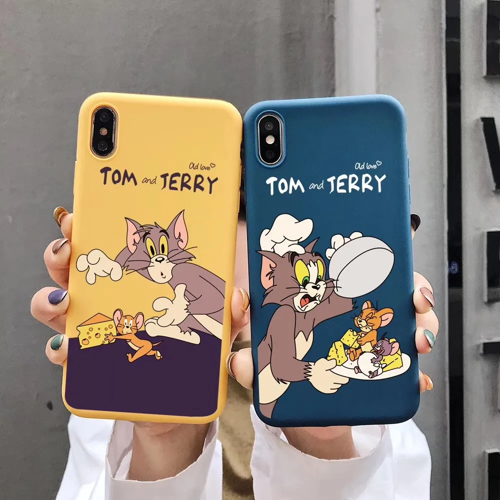 Милый чехол для телефона с забавным рисунком Tom Jerry для iPhone Xs MAX Xr X 6 6s 7 8 plus, мягкая задняя крышка из ТПУ с кошкой и Мышкой