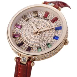 Женские часы лучший бренд класса люкс Miyota кварц MELISSA водонепроницаемые наручные часы Relogio Feminino кожаный кристалл от Swarovski