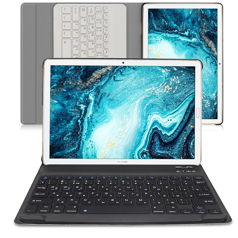 

10 pcs Russian Bluetooth Backlit Tablet Keyboard For Huawei Mediapad M6 10.8 inch 2019 With Tablet Leather Protective Case