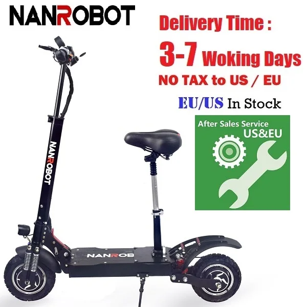 NANROBOT D4+ Модернизированный Электрический скутер для взрослых 1" 52 в 18/23. 4Ah 2000 Вт Мощный мотор 45 км/ч и 40 км/ч 2 колеса самокаты - Цвет: 2.0(23AH) with seat
