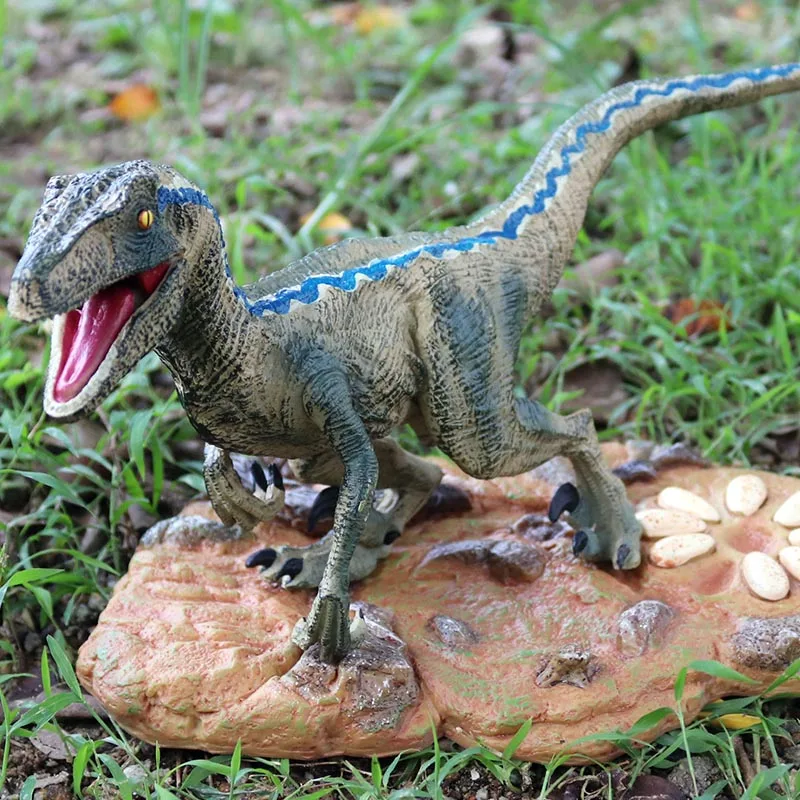 Oenux большой размер 37x8X14 см динозавр Юрского периода синий Velociraptor рот может открыть динозавр модель фигурки коллекция игрушек
