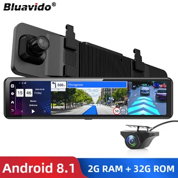 

Bluavido 4G ADAS 12" Car Mirror Android 8.1 DVR GPS Navigation Dash Camera 1080P Video Recorder wifi Remote 24 Hour surveillance