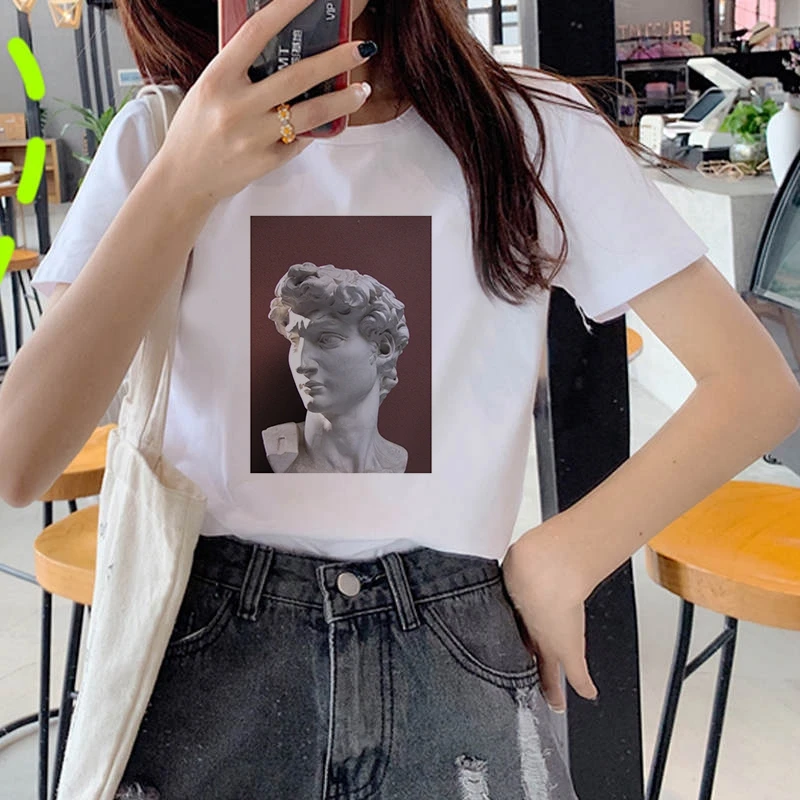 Summer Casual Women T shirts David's stone clown Printed Fashion clothing Harajuku Casual Korean Style Tops female Tee