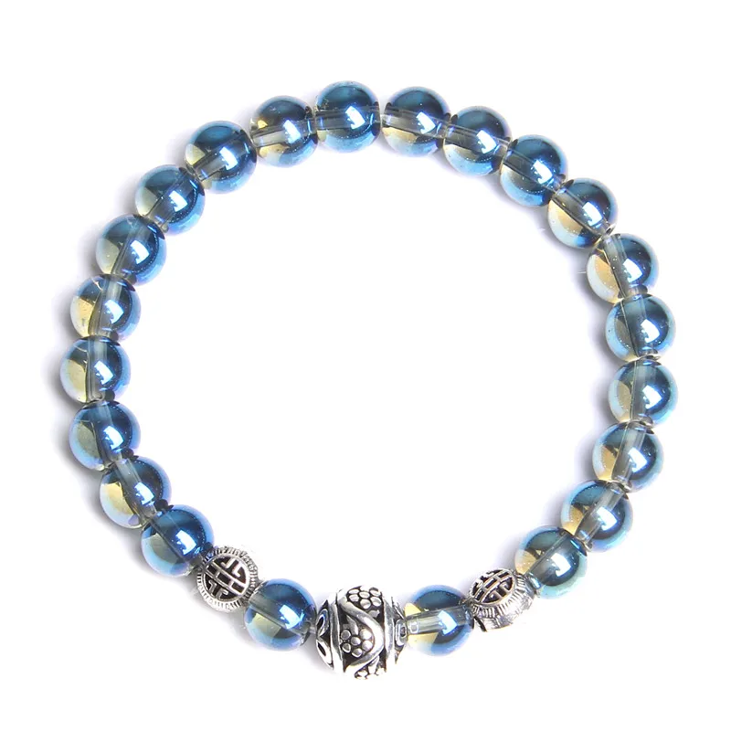 

Women men silver metal charm beads bracelet synthesis moonstone beads bracelet couples friendship bracelets Donna dropshipping