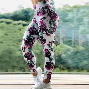 

Women Leggings New Flower Digital Print Pant Slim Fitness Push Up Pants Women Legging Workout Plus Size High Waist Leggings #L30