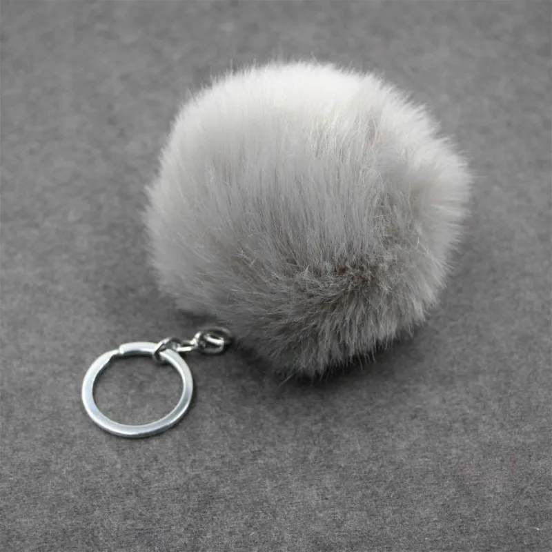 LLavero de felpa con forma de bola para mujer, colgante de Pompón, bola sencilla, Animal Artificial, bolsa de coche, juguete, 1 Uds.
