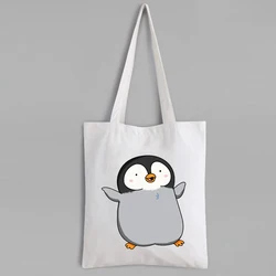 Kawaii Penguin Tote Bag Custom Shopping Bags with Logo Animal Prints Canvas Tote Bag Eco Friendly Products Penguin Purses Cute