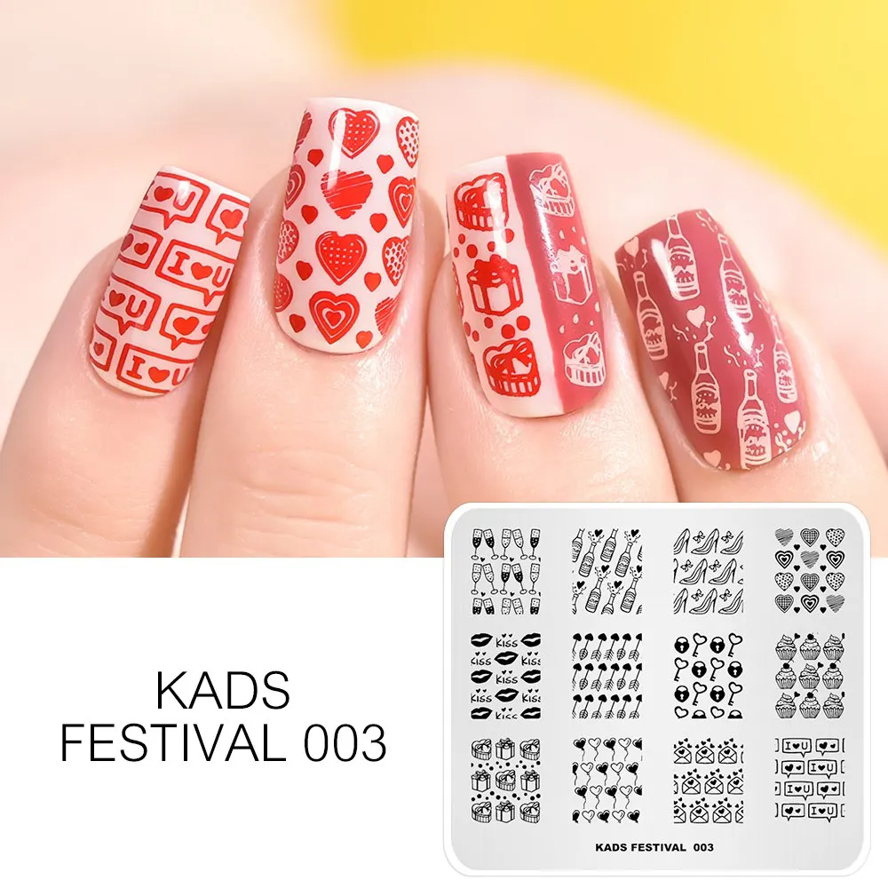 KADS 32 дизайна ногтей штамповки шаблон ногтей штамп принтер Рождество Хэллоуин дизайн трафарет дизайн ногтей маникюр штамп пластины - Цвет: Festival 003