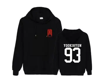 

Monsta x concert we are here same member name printing fleece hoodies kpop unisex pullover loose sweatshirts