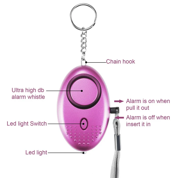 130 db Personal Security Alarm Keychain Self Defense Electronic Device for Women Girls Kids GY88