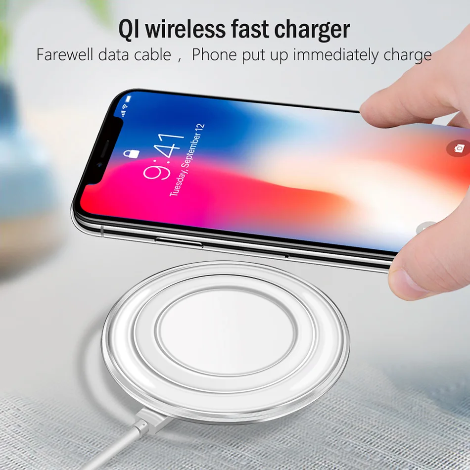 Qi Быстрое беспроводное зарядное устройство для iPhone X 8/8Plus samsung Galay S8/S9 Note 8 Поддержка Беспроводная зарядка для мобильного телефона без приемника