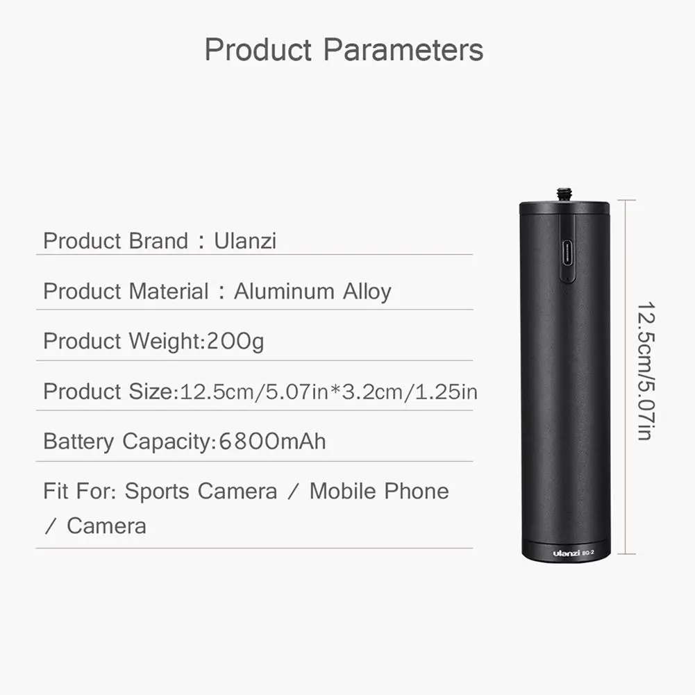 6800mAh Power Bank Hand Grip Outdoor Shooting Mobile Power Source Portable Handle For Gopro8/DJI Osmo ACtion-4