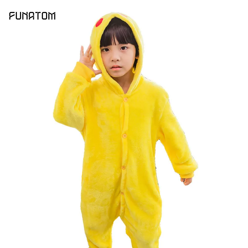 Детская пижама Пикачу, комбинезон для мальчиков и девочек, зимний комбинезон с аниме, пижама, цельнокроеная детская одежда для сна с животными, kengurumi