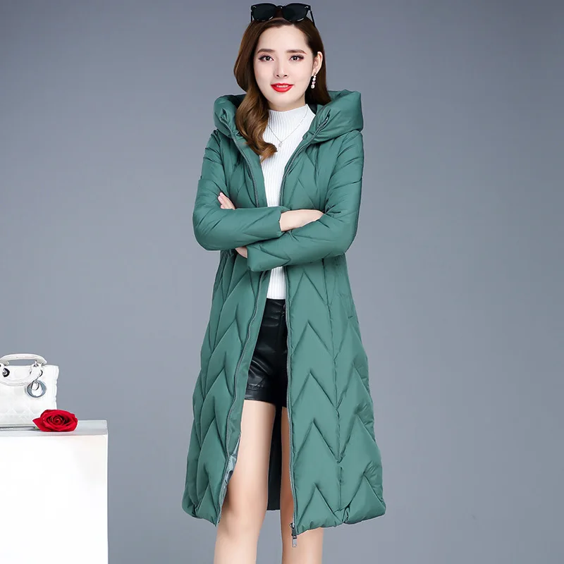 

Hooded Cotton Overcoat Women's Mid-length Winter 2019 New Style Slim Fit Slimming Lace-up Warm Elegant Cotton Coat