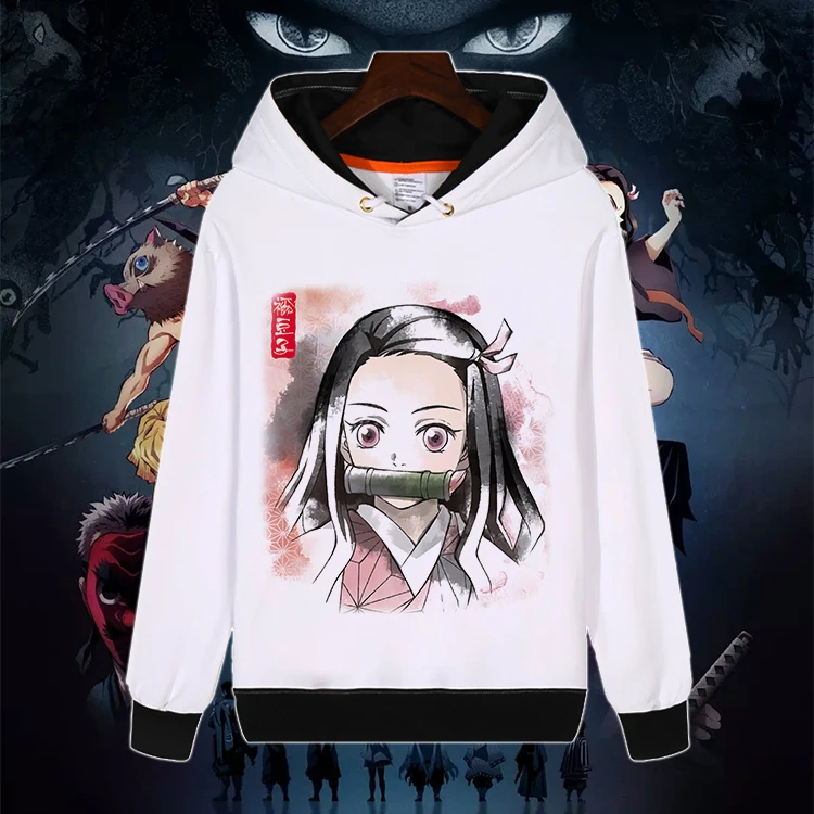 02 Модные толстовки аниме Demon Slayer: Kimetsu no Yaiba Tanjirou Manga Косплей Белый свитер осень унисекс пуловер с капюшоном пальто - Color: 02