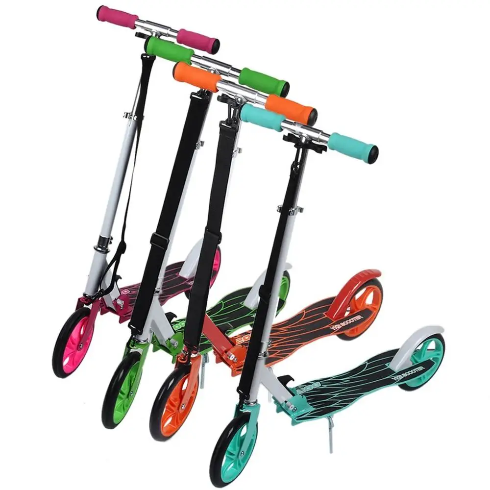 

Adult Youngsters Aluminum Alloy Folding Height Adjustable Foot Scooter Two Rounds Outdoor Double Damping Push Kick Scooter