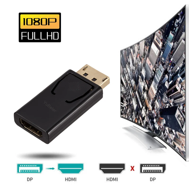 YuBeter 1080P DisplayPort к HDMI адаптер DP к HDMI конвертер «Папа-мама» Видео Аудио разъем для ПК ноутбук проектор HDTV