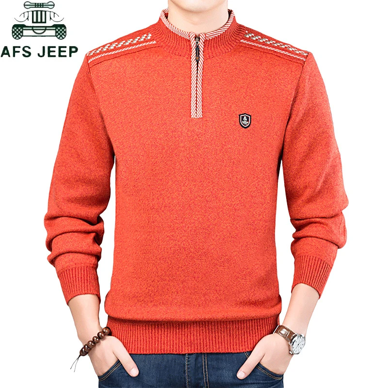 

Autumn Winter Knitted Pullovers Mens Sweater Stand Collar Solid Color Zipper Casual Slim Fit Warm pull homme Plus Size M-3XL