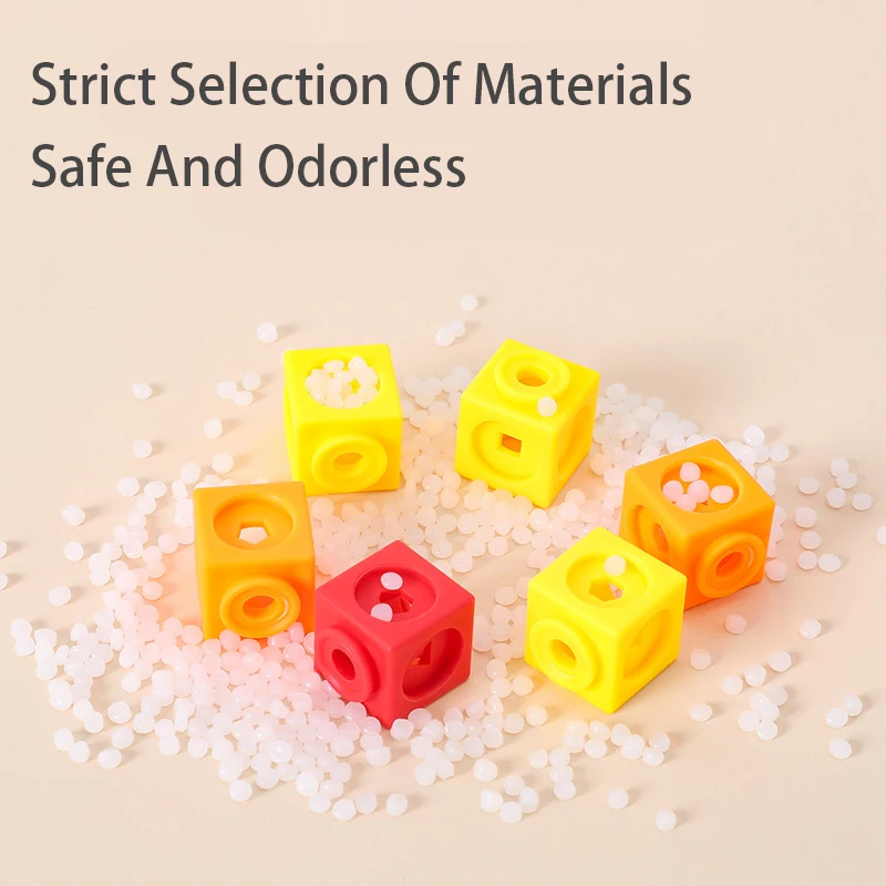 Montessori Math Toys 10 Colors Rainbow Link Cubes Snap Blocks Stacking Game Educational Learning Toys For Children Diy 3D Puzzle 4