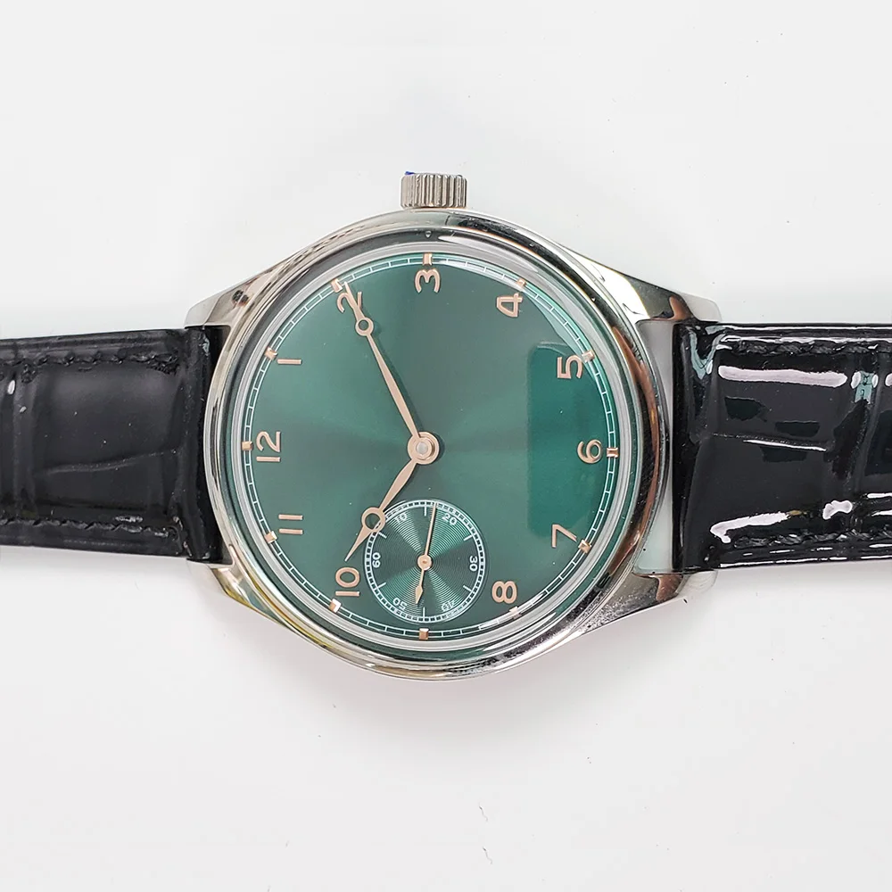 

Fashionable 42.5mm Parnis Luxury Aseptic Green Dial 6497 Manual Winding Mechanical Men's Watch High Quality Polished Black Leath