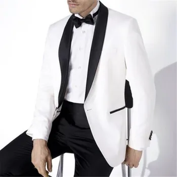 

New Men’s Suit Smolking Noivo Terno Slim Fit Easculino Evening Suits For Men White and Black Jacket Pants Men Suit