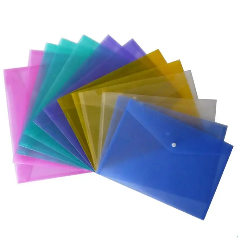 A4 Clear Document Bag Paper File Folder Stationery School Office Case PP 6colors