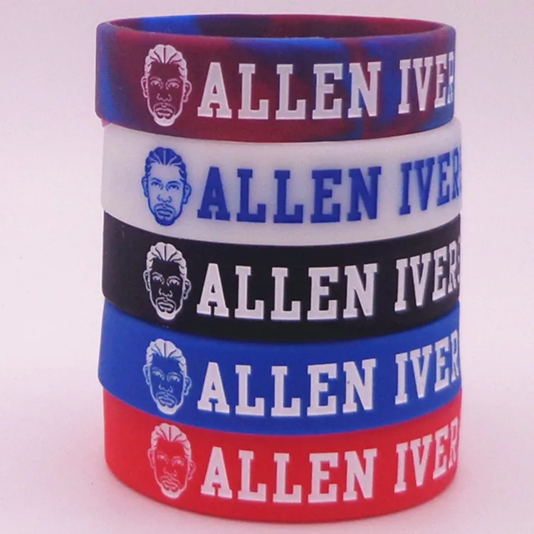 

Allen Iverson basketball silicone rubber bracelet wristband shipping