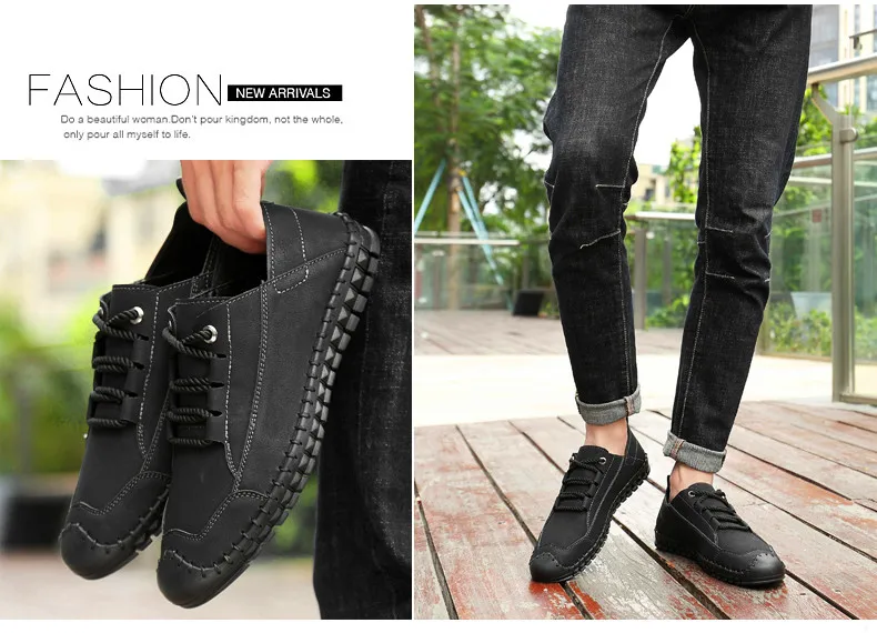 Men's luxury brand men's casual lace-up shoes soft-soled shoes hand-stitched rubber wear-resistant large size 38-46 men's shoes