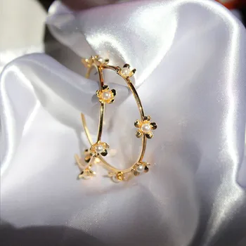 

Timlee E230 New Simple Sweet Flower Imitation pearl Alloy Drop Earring, Grace Girl Jewelry Wholesale