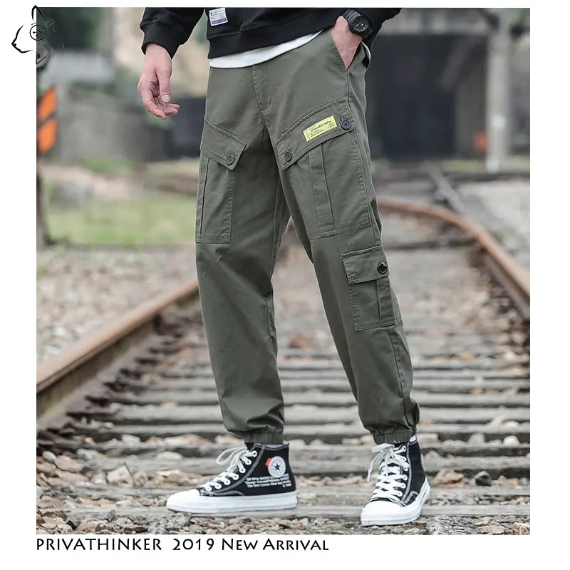 

Privathinker Men Loose Japan Pants 2019 Autumn Streetwear Joggers Cargo Pants Mens Pockets Ankle-Length Pants Male Trousers 5XL