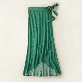 

New wrap print green skirt