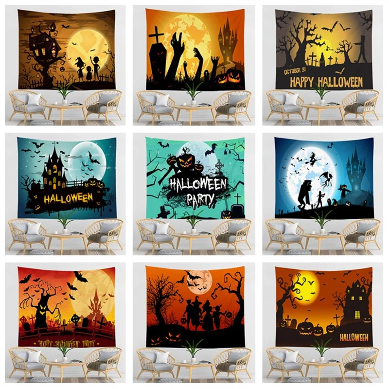 

Halloween Tapestry Wall Hanging Hand Hippie Trick or Treat Witchcraft Decoration Pumpkin Decor Tapestry Wall Blanket