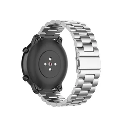 Premium 22mm Stainless Steel Metal Watch Strap - Elegant Bracelet Design (Silver)