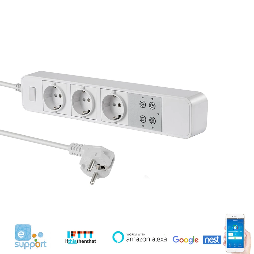Smart power Strip WiFi power Bar 5ft удлинитель совместим с Alexa, Google Home и iftt, защита от перенапряжения