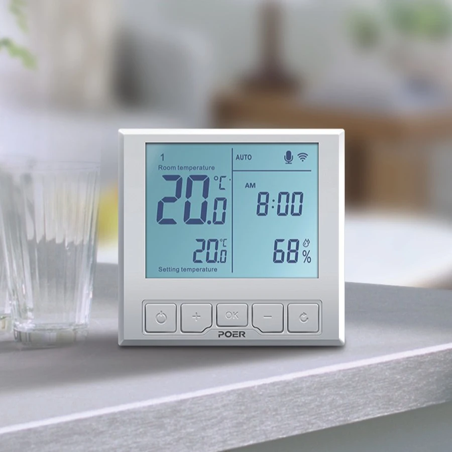 POER-Thermostat de chauffage intelligent WiFi, régulateur de température pour bomicrophone à gaz, chauffage électrique au sol, prise en charge d'Alexa 110-220V