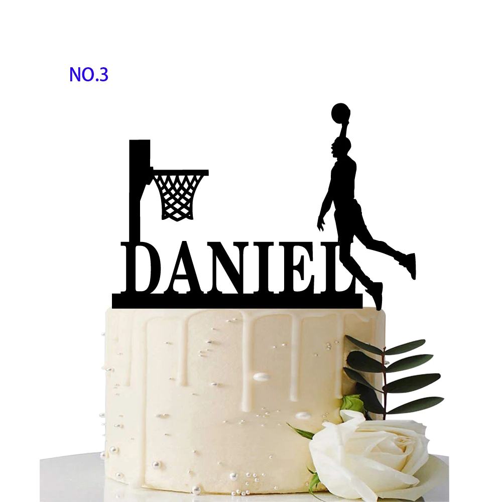 Custom Basketball Theme Name Acrylic Birthday Cake Topper Sports Style Personalized Dunk Team Name Party Cake Toppers Decoration (4)