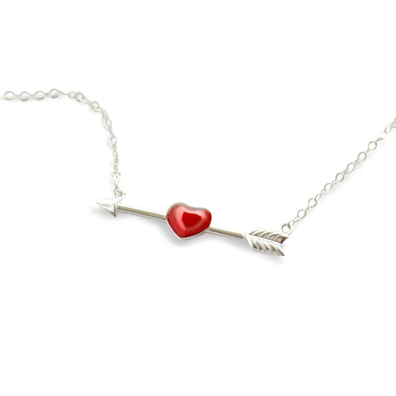 

925 Sterling Silve Heart Arrow Charm Pendant Necklace Women Necklace Choker Wedding Party Jewelry Gift Statement Collar DZ811
