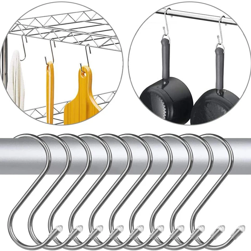 5 Pz/Lotto Ganci A Forma Di S Ganci In Acciaio Inox Tappi In Gomma Di Metallo Ganci Appesi A Testa Ganci Per Cucina Officina Bagno Giardino