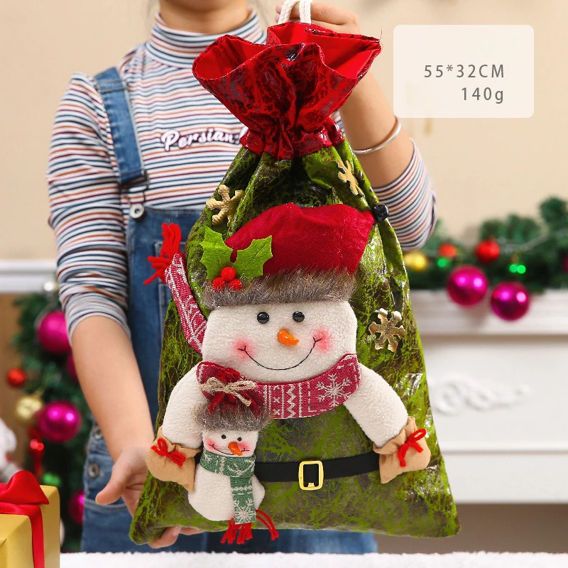 Рождественский подарок пачка карман большой емкости мешок Санта-Клауса снеговик олень кукла трехмерная Конфета Сумочка для яблок SS7755