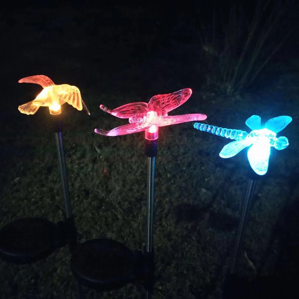 led solar garden lights Solar LED Color Changing Colorful Lights Simulation Butterfly Dragonfly Lights Courtyard Insert Landscape Christmas Decoration brightest outdoor solar lights