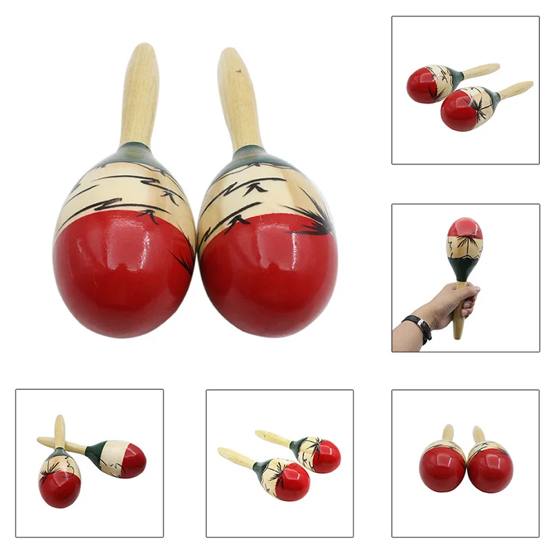 Пара Разноцветных Деревянных Тропических Вечерние ударные Sha Fun Maracas для взрослых
