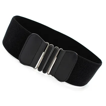 

Women Belt Fashion Waist Belts Lady Solid Stretch Elastic Wide Belt Dress Adornment For women Waistband 7.5cm width 65cm long
