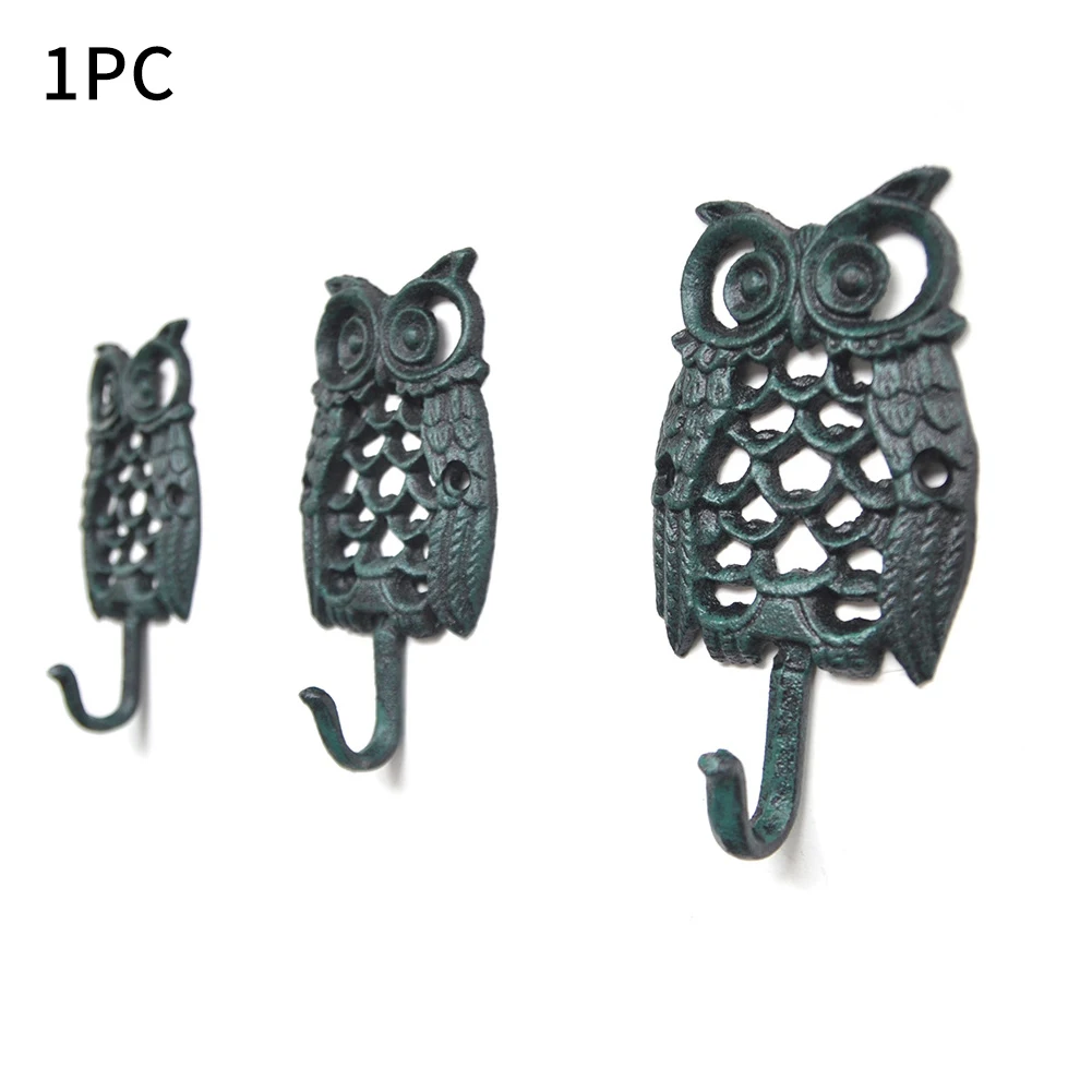 Bedroom Single Towel Coat Hanger Clothes Wrought Iron Hats Living Room Wall Hook Mounted Hollowed Out Organizer Owl Shaped