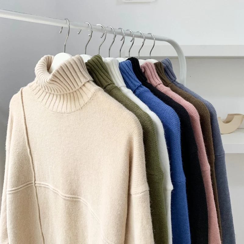 Winter Turtleneck Sweater Men Warm Fashion Solid Color Casual Knit Sweaters Men Loose Long Sleeve Pullover Male Sweter Clothes