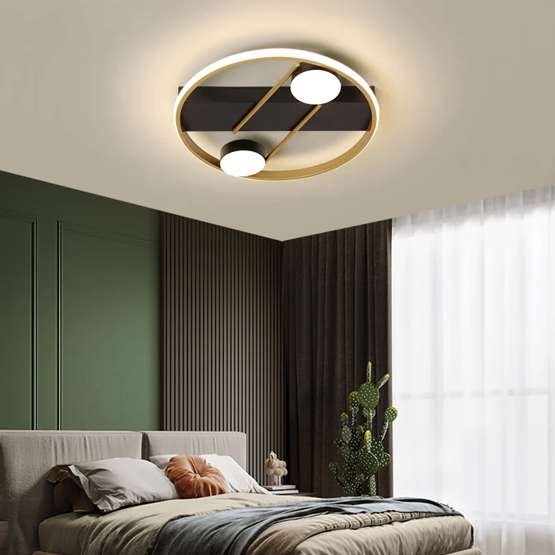 

Black Gold LED Ceiling Lights With Adjustable Brightness For Bedroom Living Room Kitchen Hall Lusure Lamps Apply To AC90-260V