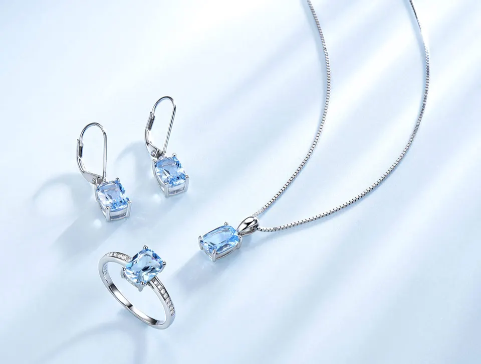 UMCHO Sky blue topaz silver sterling jewelry sets for women S011B-1-PC (4)